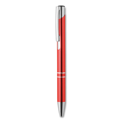 Push button pen with black ink in red