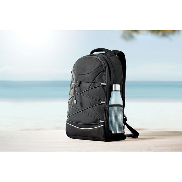 600D RPET backpack with front cords