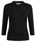 Kustom Kit Ladies 3/4 Sleeve Mandarin Collar Top