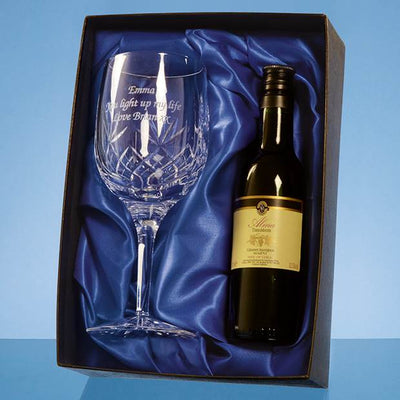 Branded Single Goblet Gift Set with a 18.7cl Bottle of Red Wine
