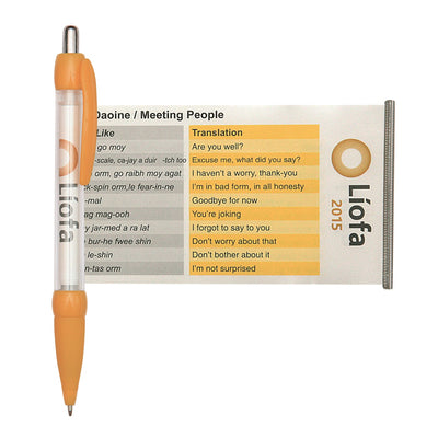 Droop Banner message pen in orange with branding to the banner