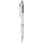 Nash Ballpoint Pen in white with logo branded to the clip