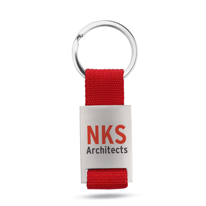 Branded Metal rectangular key ring