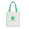 Branded White non woven PP shopper with coloured piping trim and handles