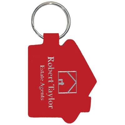 Branded Real Leather House Shaped Keyfob - 2 Sides