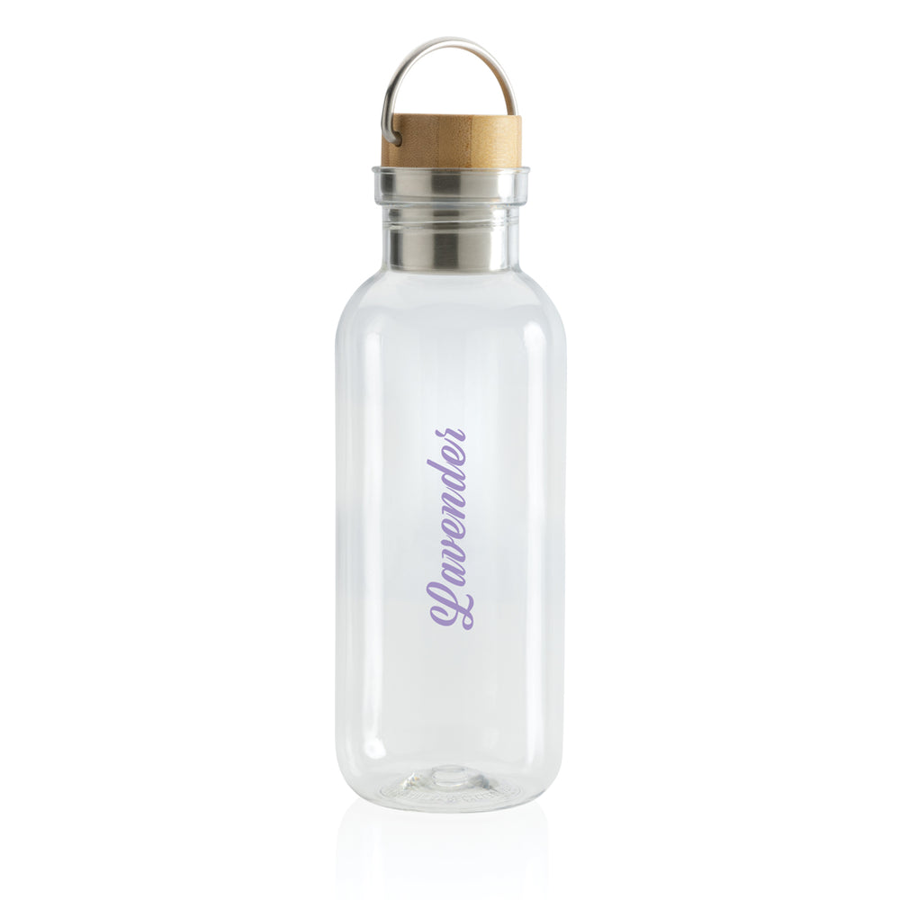 GRS RPET bottle with bamboo lid and handle