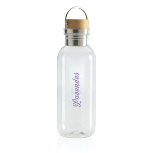GRS RPET bottle with bamboo lid and handle