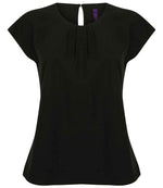 Branded Henbury Ladies Pleat Front Short Sleeve Blouse