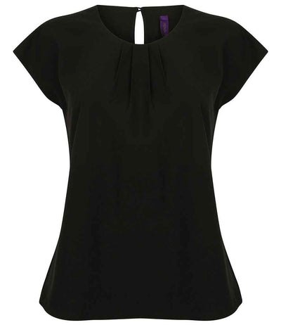 Branded Henbury Ladies Pleat Front Short Sleeve Blouse