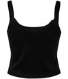 Bella Ladies Micro Rib Spaghetti Strap Tank Top Solid Black Blend