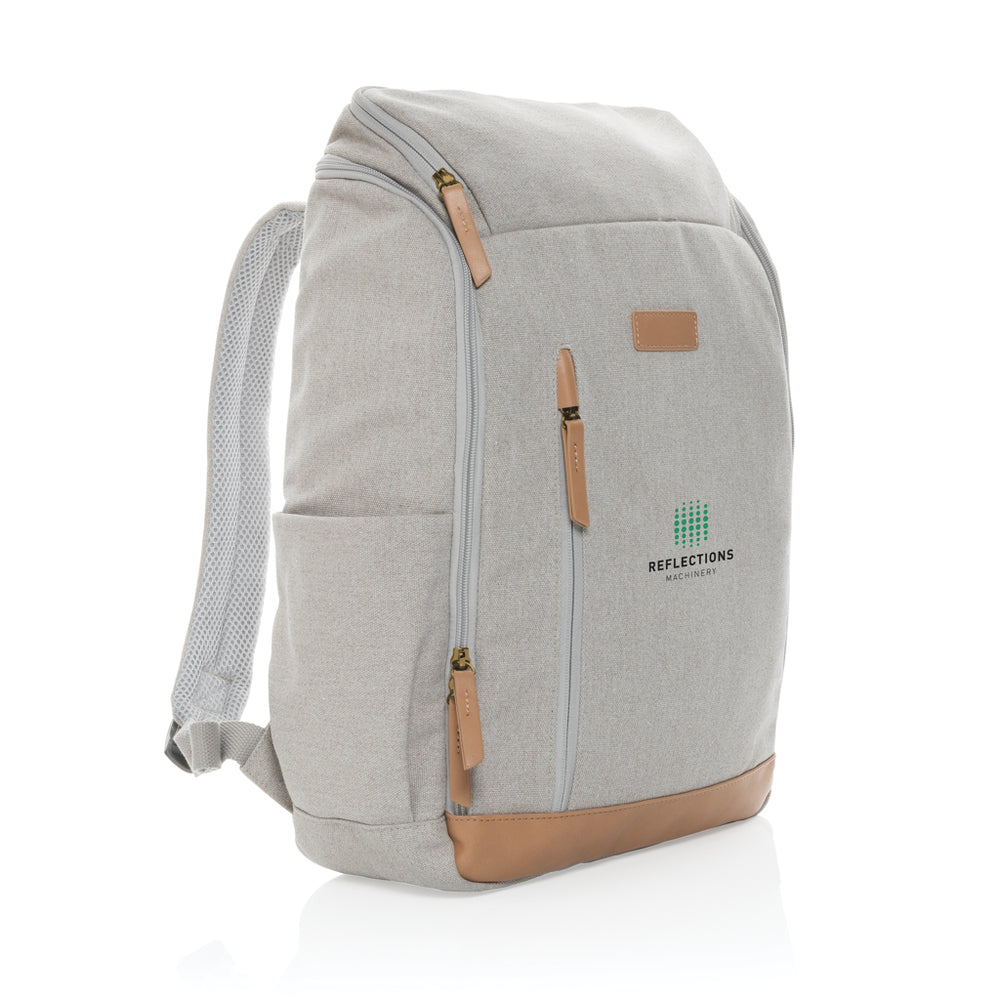 Branded Impact AWARE™ 16 oz. recycled canvas 15" laptop backpack