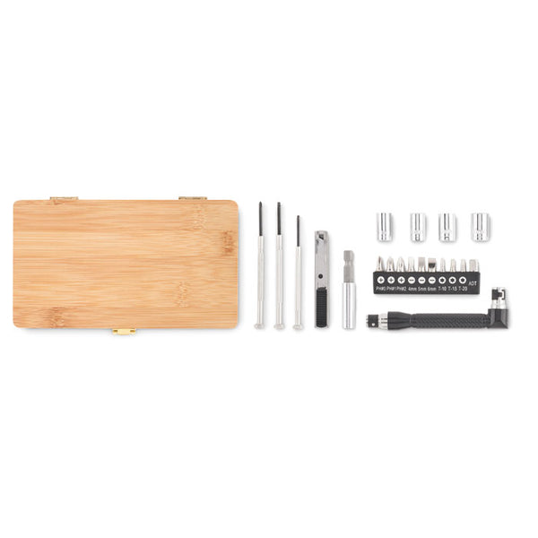 Branded 21 pcs tool set in bamboo case