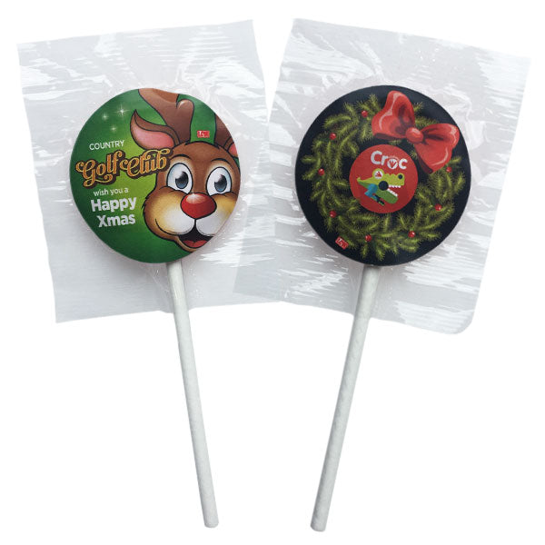 Festive Themed Lollipops. Available in a 5 Flavours