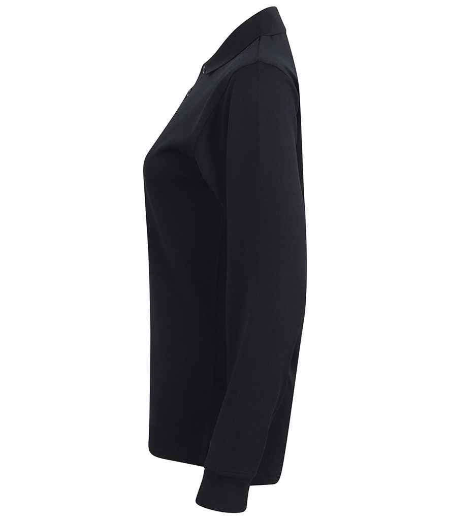 Henbury Unisex Long Sleeve Coolplus® Piqué Polo Shirt Navy