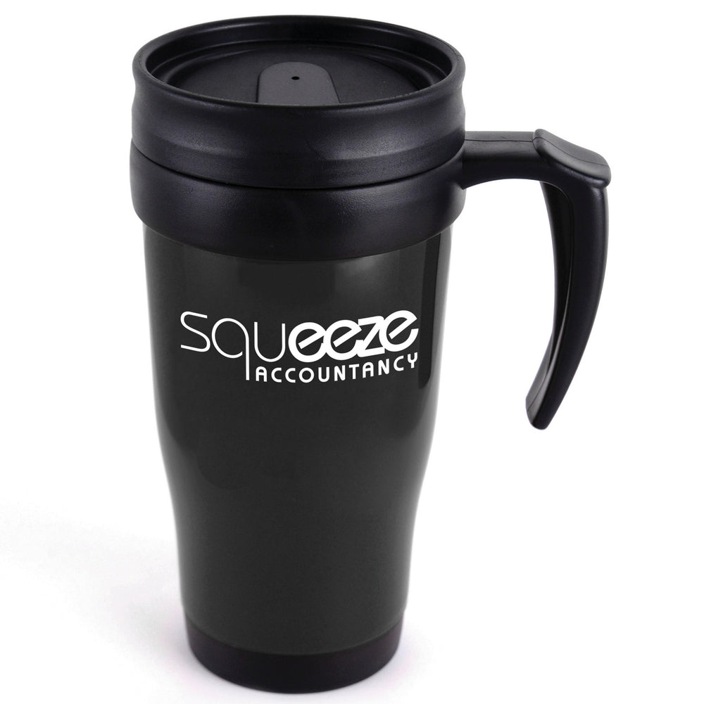 Branded Polo Plus 400 ml Plastic Solid Coloured Travel Mug