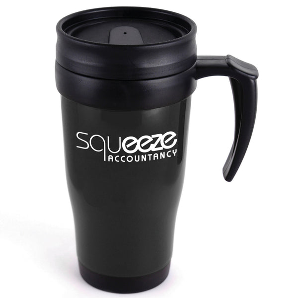 Branded Polo Plus 400 ml Plastic Solid Coloured Travel Mug