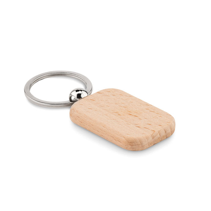 Branded Rectangular wooden key ring