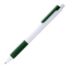 CAYMAN GRIP white barrel ball pen with green grip and clip
