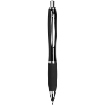 Curvy ballpoint pen with metal barrel in all black
