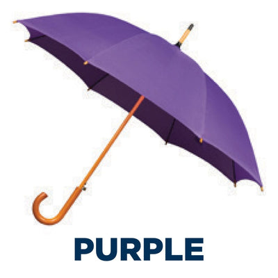 Classic Automatic Walking Umbrella with Wooden Crook Handle - 1050mm