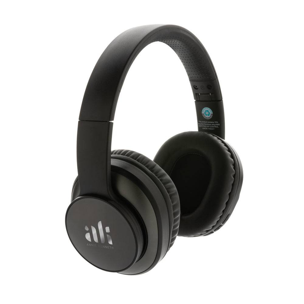 Branded Terra RCS recycled aluminium wireless headphone