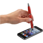 Nash stylus ballpoint pen with coloured grip in red on a phone