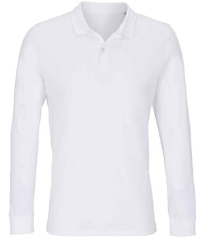 SOL'S Unisex Planet Long Sleeve Piqué Polo Shirt White