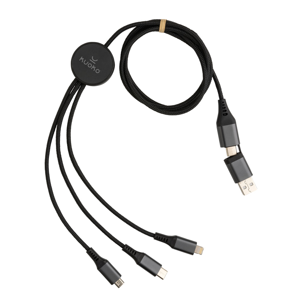 Branded Terra RCS recycled aluminium 120cm 6-in-1 cable