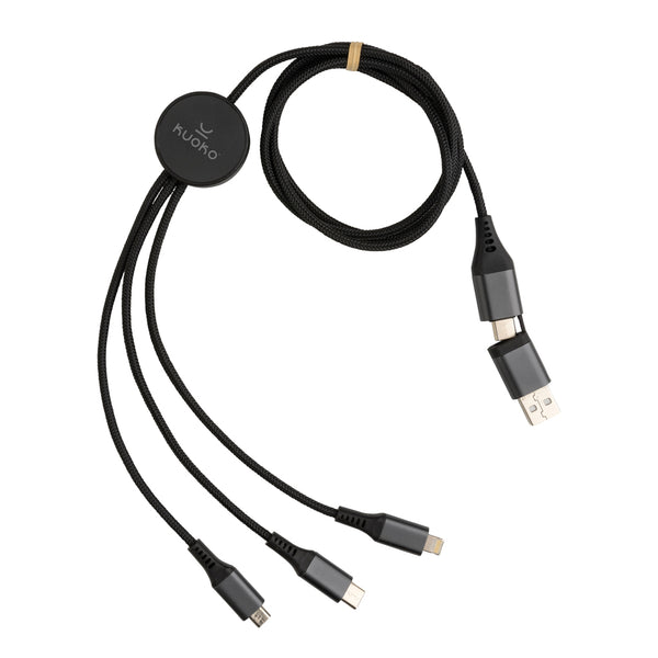 Branded Terra RCS recycled aluminium 120cm 6-in-1 cable