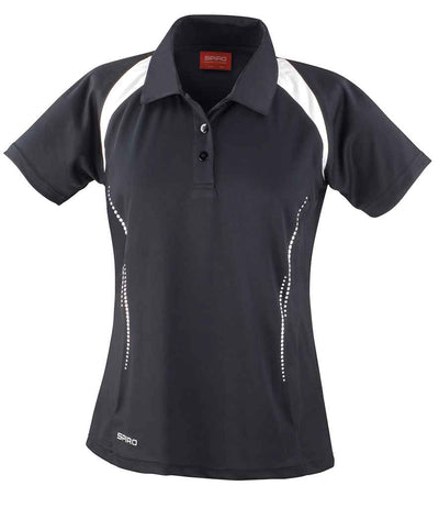Spiro Ladies Team Spirit Polo Shirt Black/White