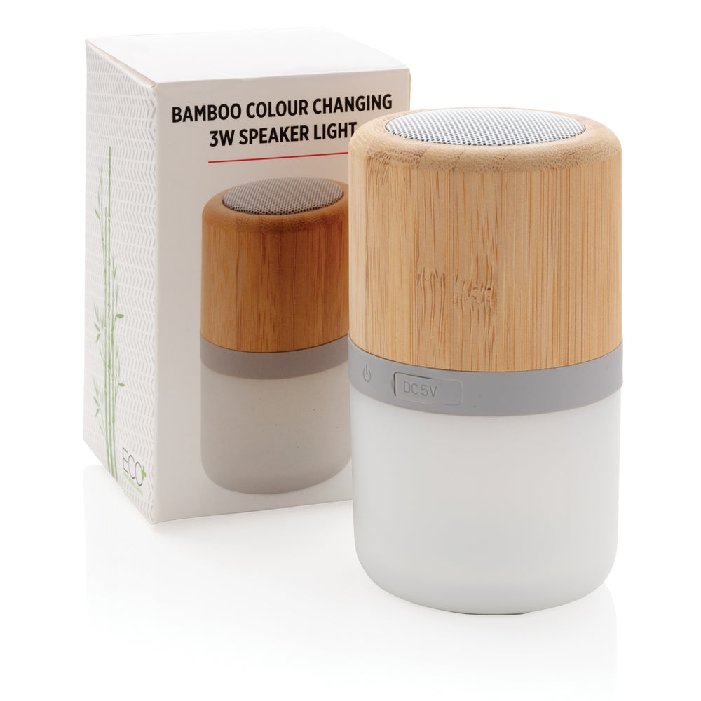 Branded Bamboo colour changing 3W speaker light