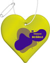 Branded Yellow heart shaped TPU Reflective hanger with loop.