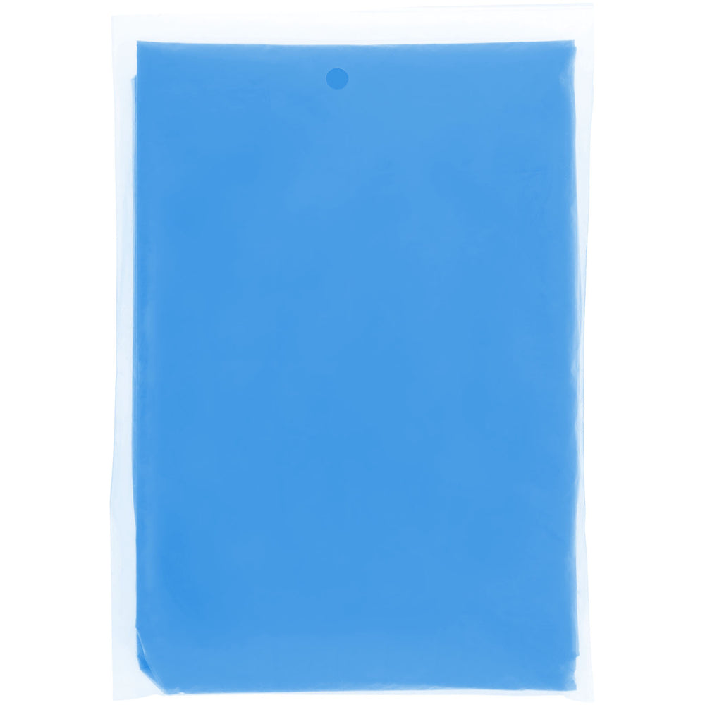 Branded Ziva disposable rain poncho with storage pouch