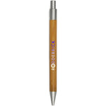 Borneo bamboo ballpoint pen with silver accents and branding down the barrel