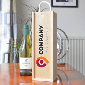 1 Bottle Wooden Box with Sliding Lid Natural