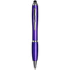 Curvy stylus ballpoint pen with purple barrel and purple grip