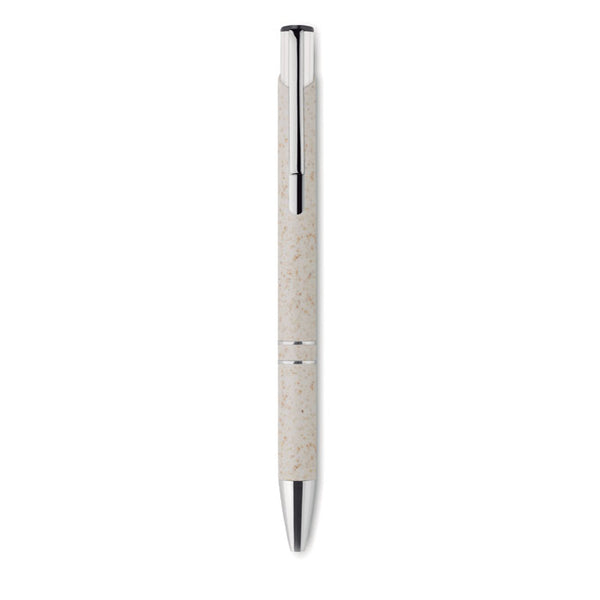 Wheat Straw/ABS push type pen with Rings in beige