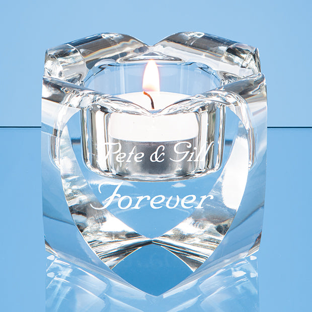 Branded 6cm Optical Crystal Heart Tealight Holder*