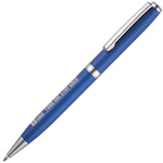 BOSTON CLIK-SURE ball pen with chrome trim in blue with branding down the barrel