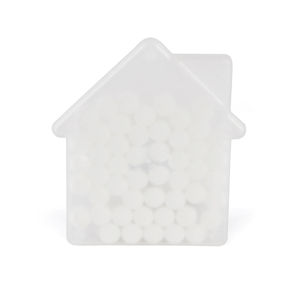 Branded Plastic HOUSE SHAPED mint container.
