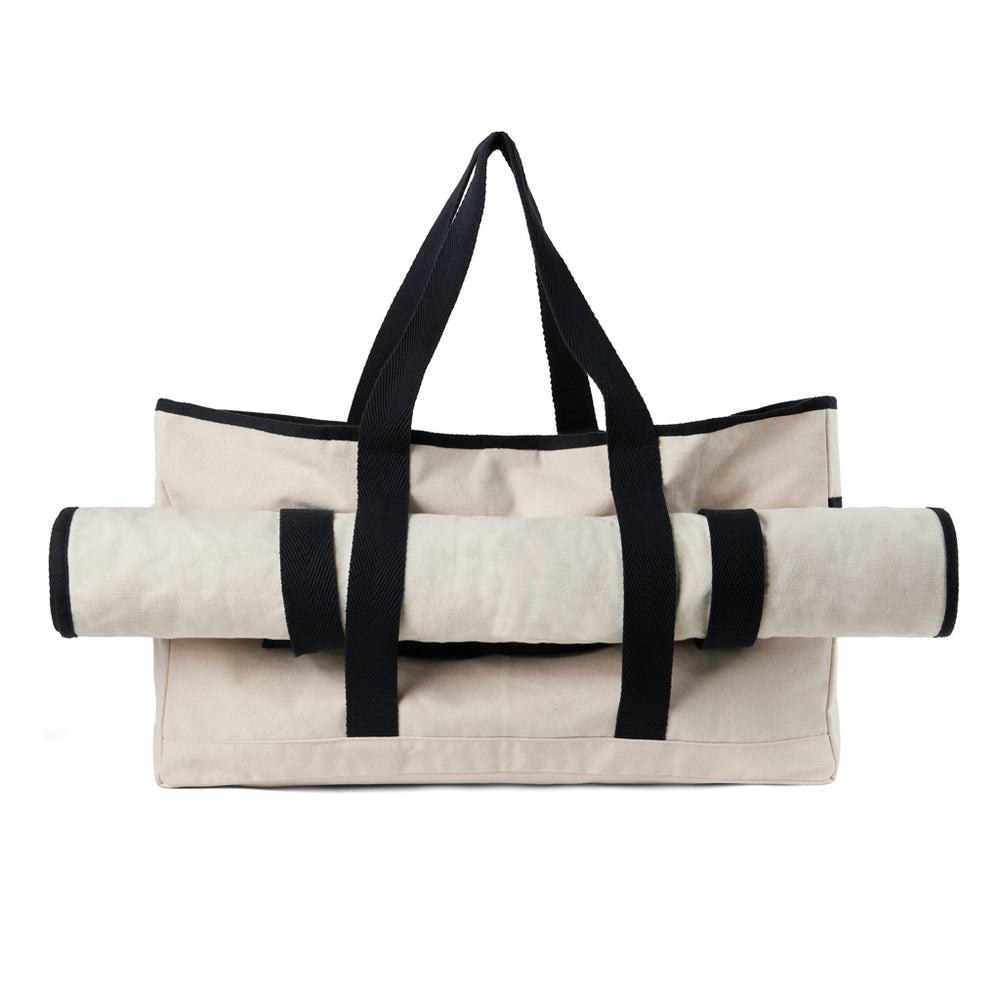 Branded VINGA Volonne AWARE™ recycled canvas beach bag