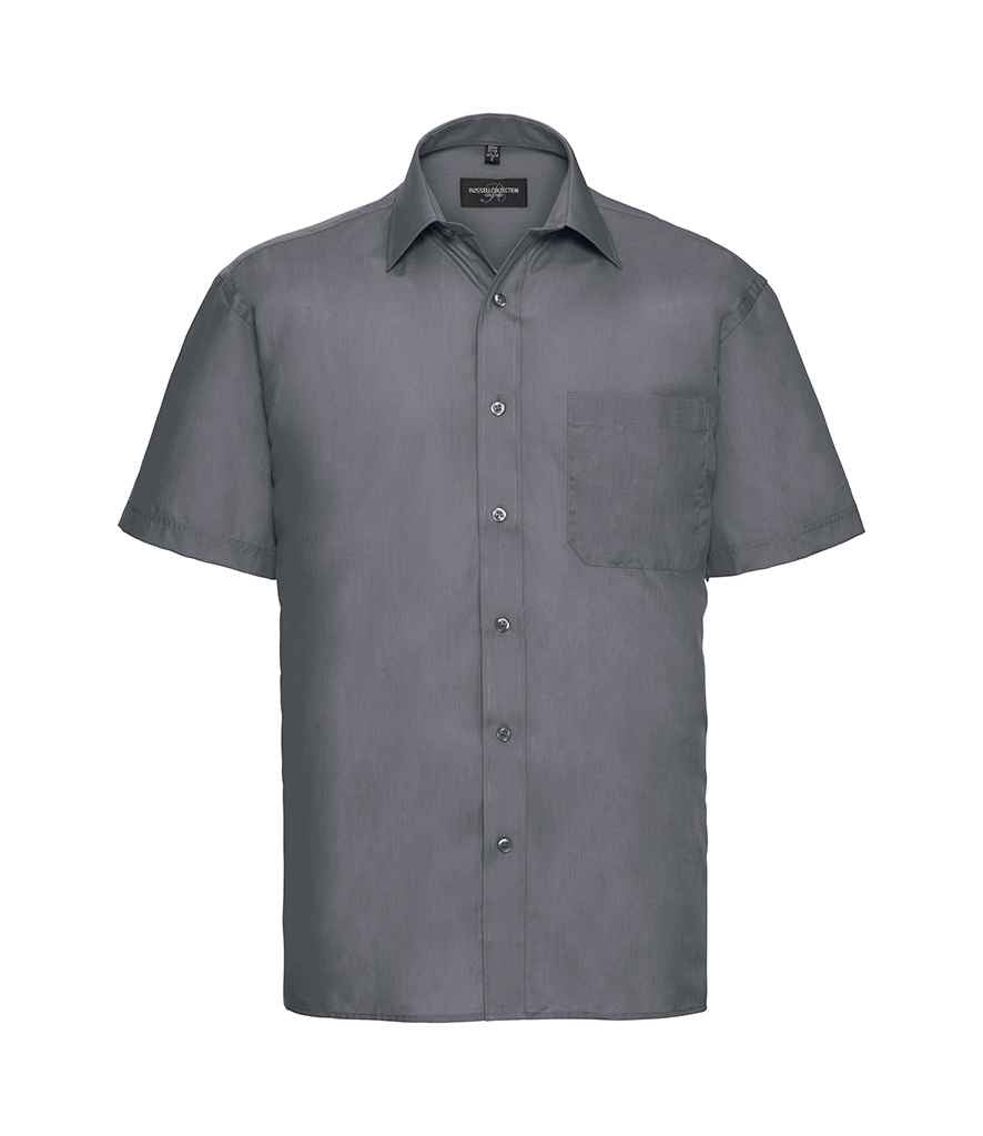 Russell Collection Short Sleeve Easy Care Poplin Shirt Convoy Grey