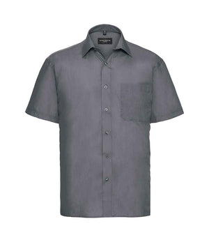 Russell Collection Short Sleeve Easy Care Poplin Shirt Convoy Grey