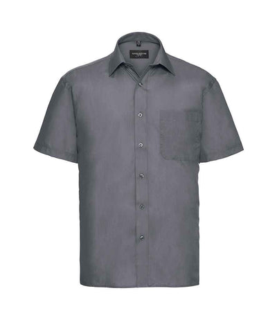 Russell Collection Short Sleeve Easy Care Poplin Shirt Convoy Grey