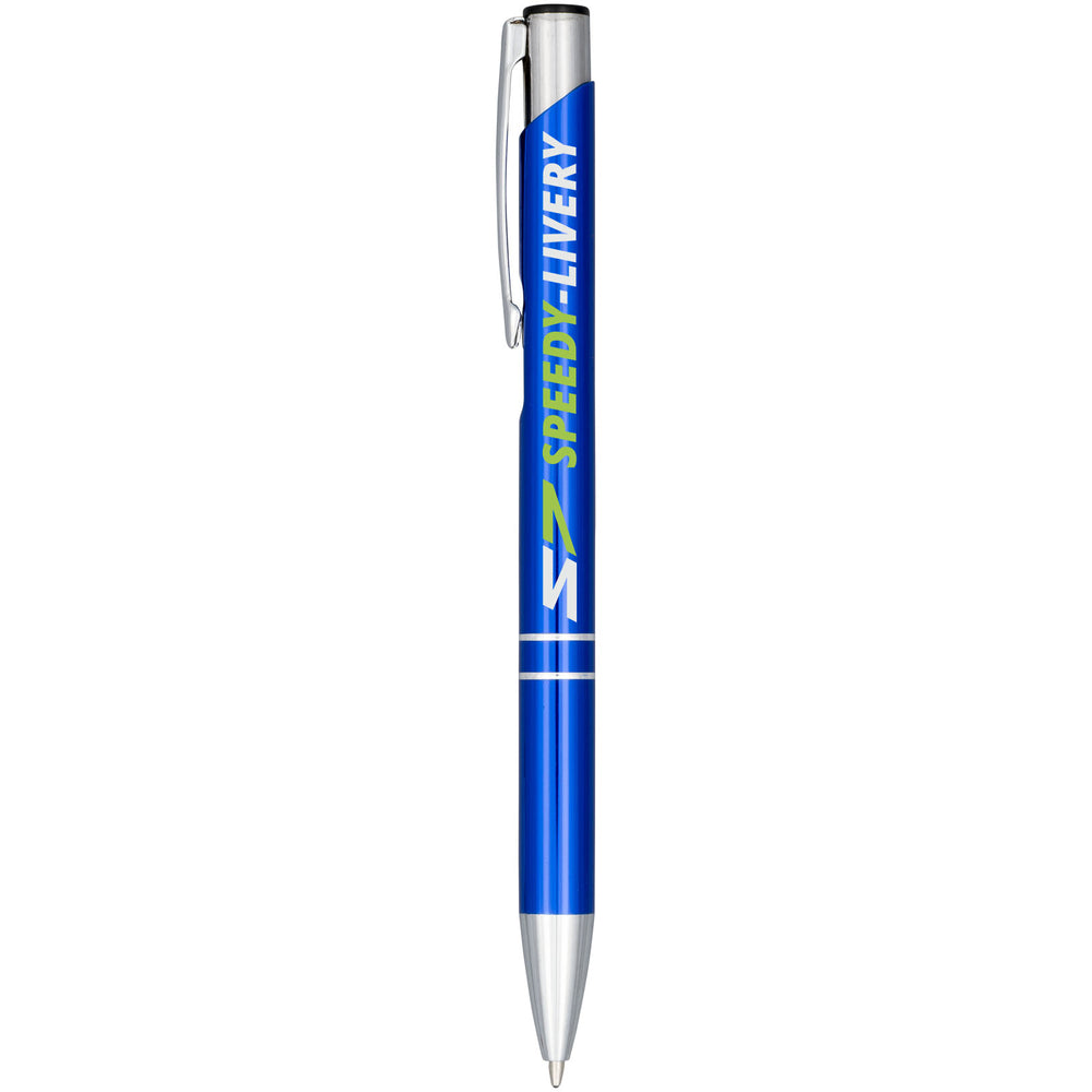 Moneta anodized aluminium click ballpoint blue ink pen