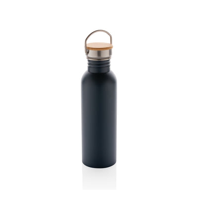 Modern stainless steel bottle with bamboo lid