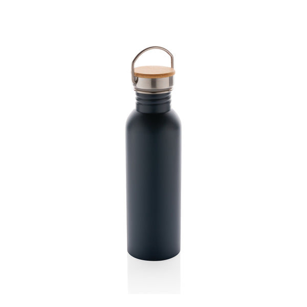 Modern stainless steel bottle with bamboo lid