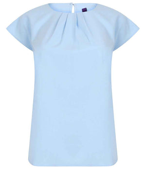 Henbury Ladies Pleat Front Short Sleeve Blouse