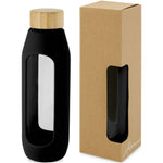 Branded Tidan 600 ml borosilicate glass bottle with silicone grip