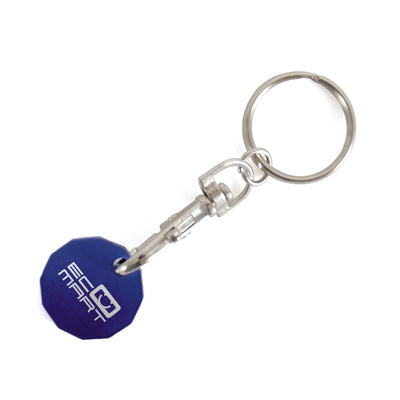 Branded Aluminium 12-sided GBP Trolley Coin On Trigger Clip + Split Ring